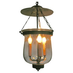Antique English Hand Blown Bell Jar Lantern / Pendant