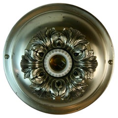 Antique Italian Silvered Foliate Ceiling Light/Sconce