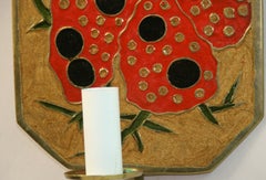 Japanese Cloisonné Wall Sconce, Brass and Enamel, Antique Design, 1960