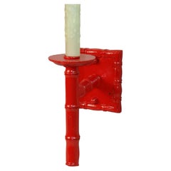 Red Painted Bamboo Wall Sconces