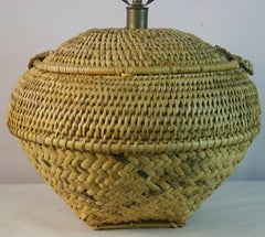 Antique Japanese Wicker Basket Lamp