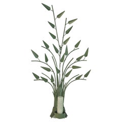 Moss Green Large Foliate Wall Sconces , a Pair