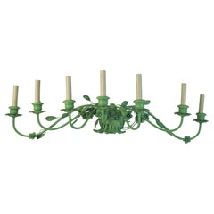 Antique Italian Green Seven Light Leaves and Flowers Oversized Wall Sconce