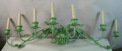 Antique Italian Green Seven Light Leaves and Flowers Oversized Wall Sconce