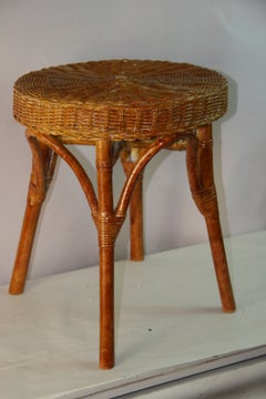 Wicker and Bent Willow Stool / Side table
