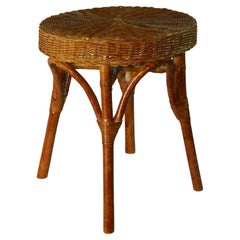 Wicker and Bent Willow Stool / Side table