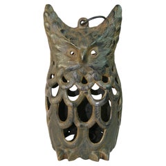 Japanese Rare Oversized Owl Garden Candle Lantern with Antique Chain