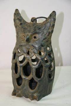 Japanese Rare Oversized Owl Garden Candle Lantern with Antique Chain