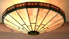 Luminaire encastré ancien des années 1960, avec verre de scories et bordure verte – 2 exemplaires disponibles