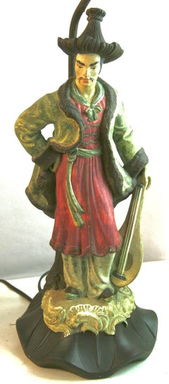 Figural Musician Hand Painted Lamps By Barbara Baldwin (1917-2007)