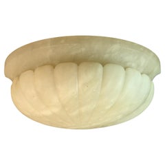 Pair of Alabaster Wall Sconces / Lights with Sculptured Edge Design 1970's
