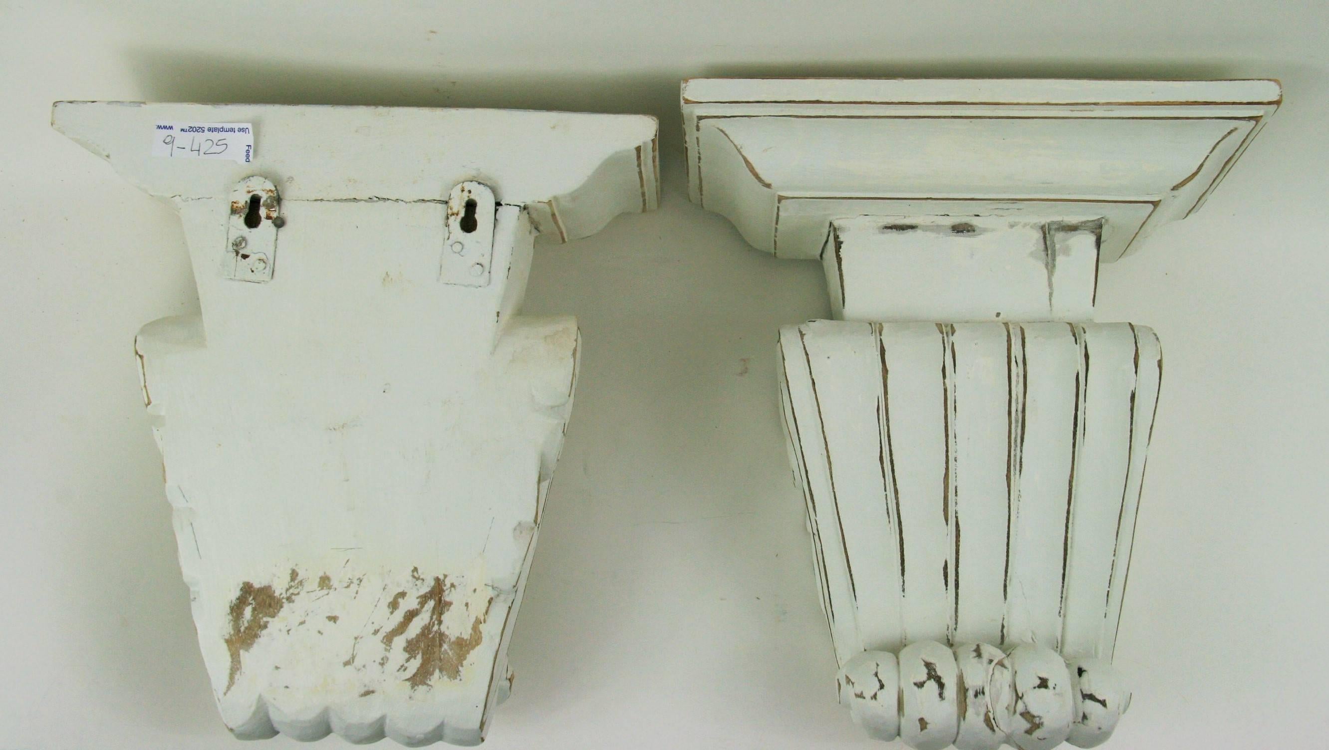 Mid-20th Century Pair of Large Fluted Wall Brackets/ Shelves
