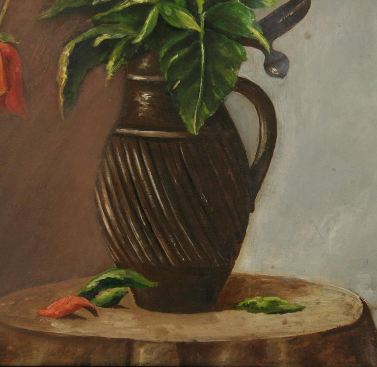Poppies Still Life Painting, 1953 In Good Condition For Sale In Douglas Manor, NY
