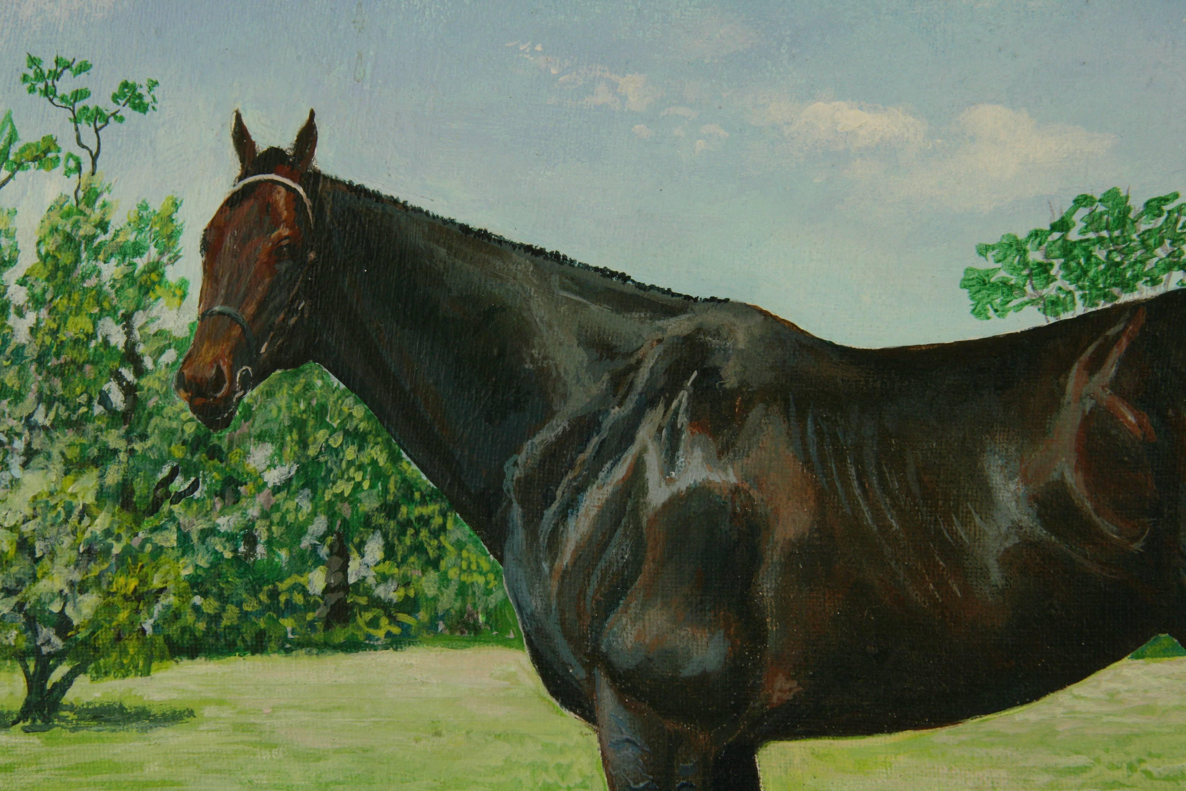 Thoroughbred  Equestrian Painting In Good Condition In Douglas Manor, NY