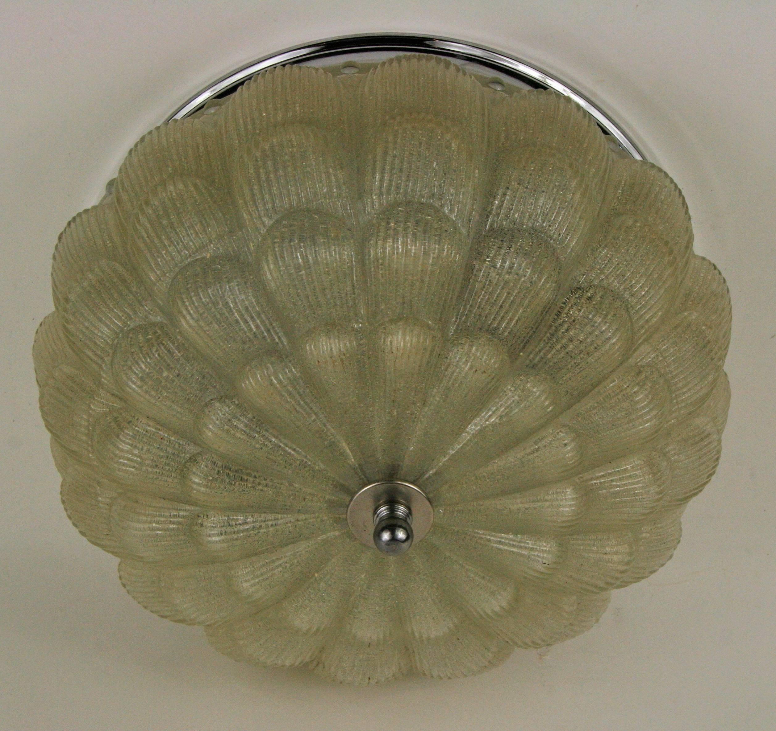 Oversized Deco Shell Flush Mount In Excellent Condition In Douglas Manor, NY