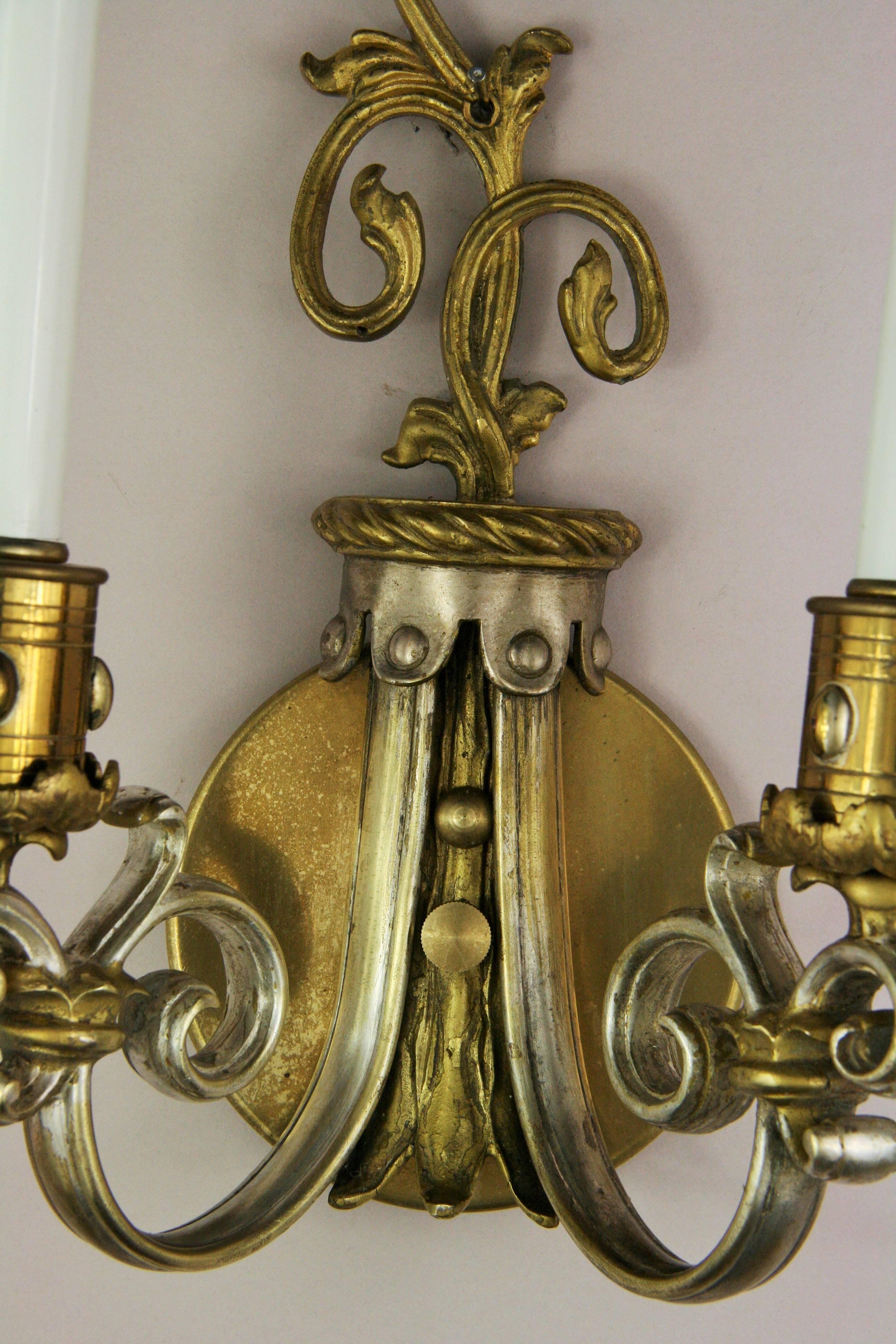 Pair of French Sconces, circa 1920s In Good Condition In Douglas Manor, NY