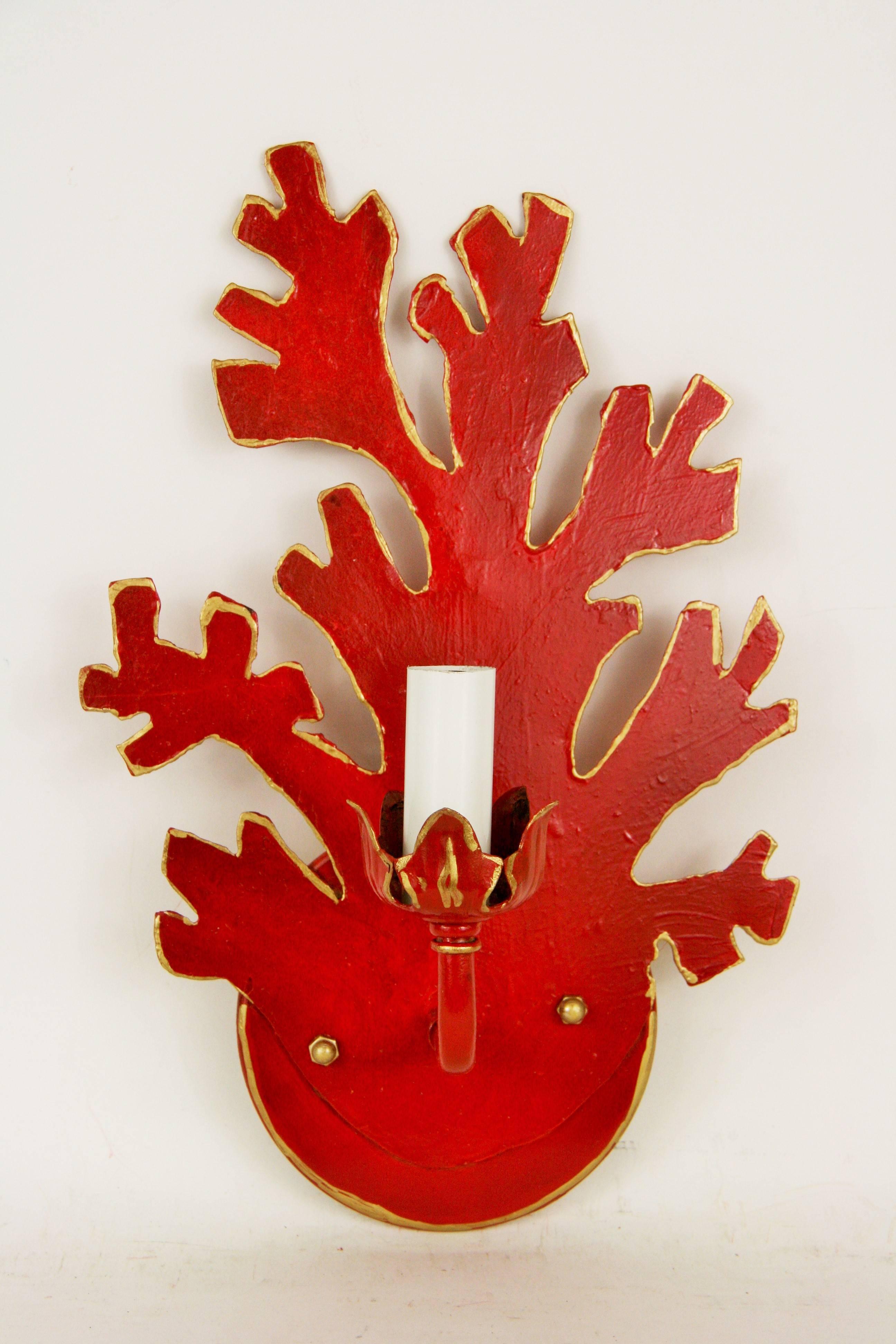 Late 20th Century Pair of Coral Sconces