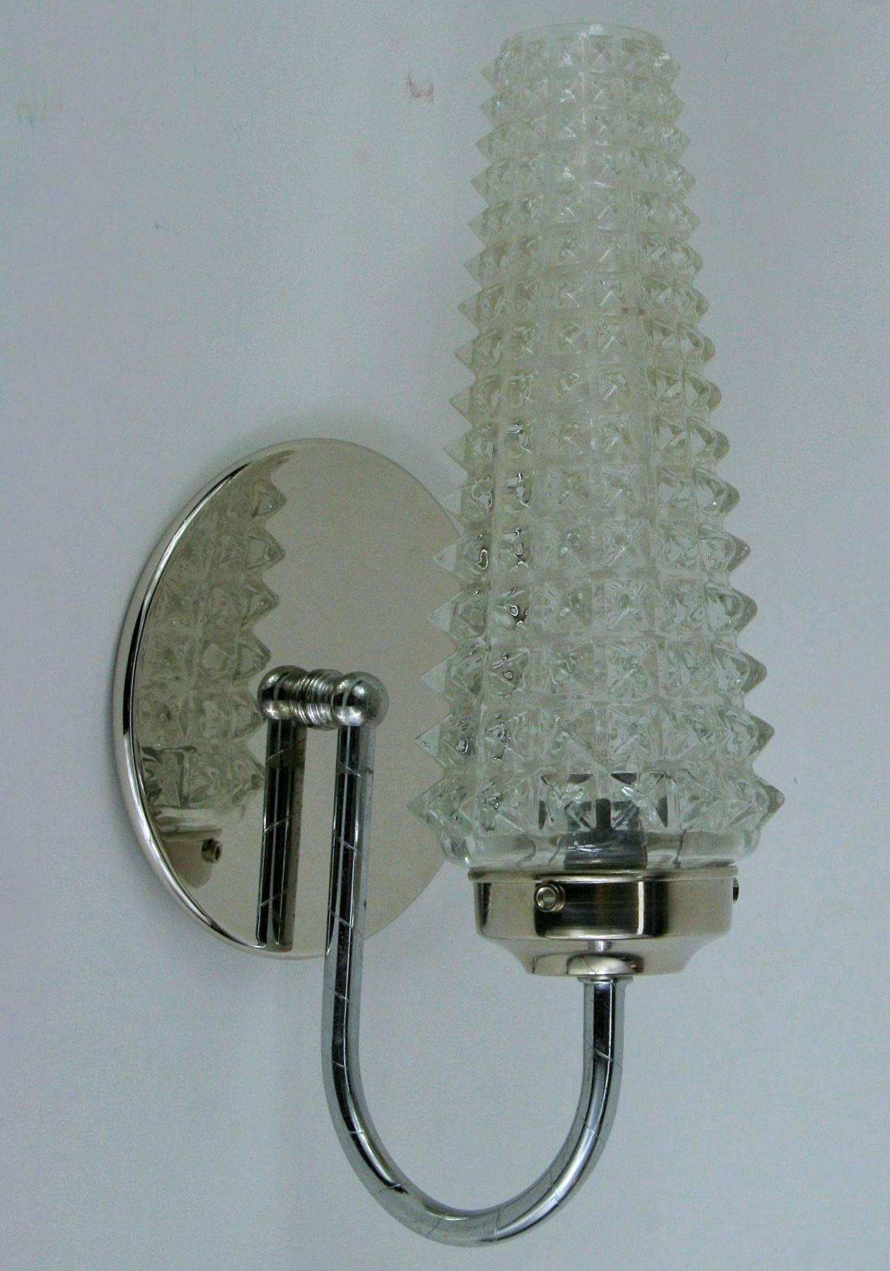 Mid-20th Century Pair of Mid Century  Rostrato Glass Sconce
