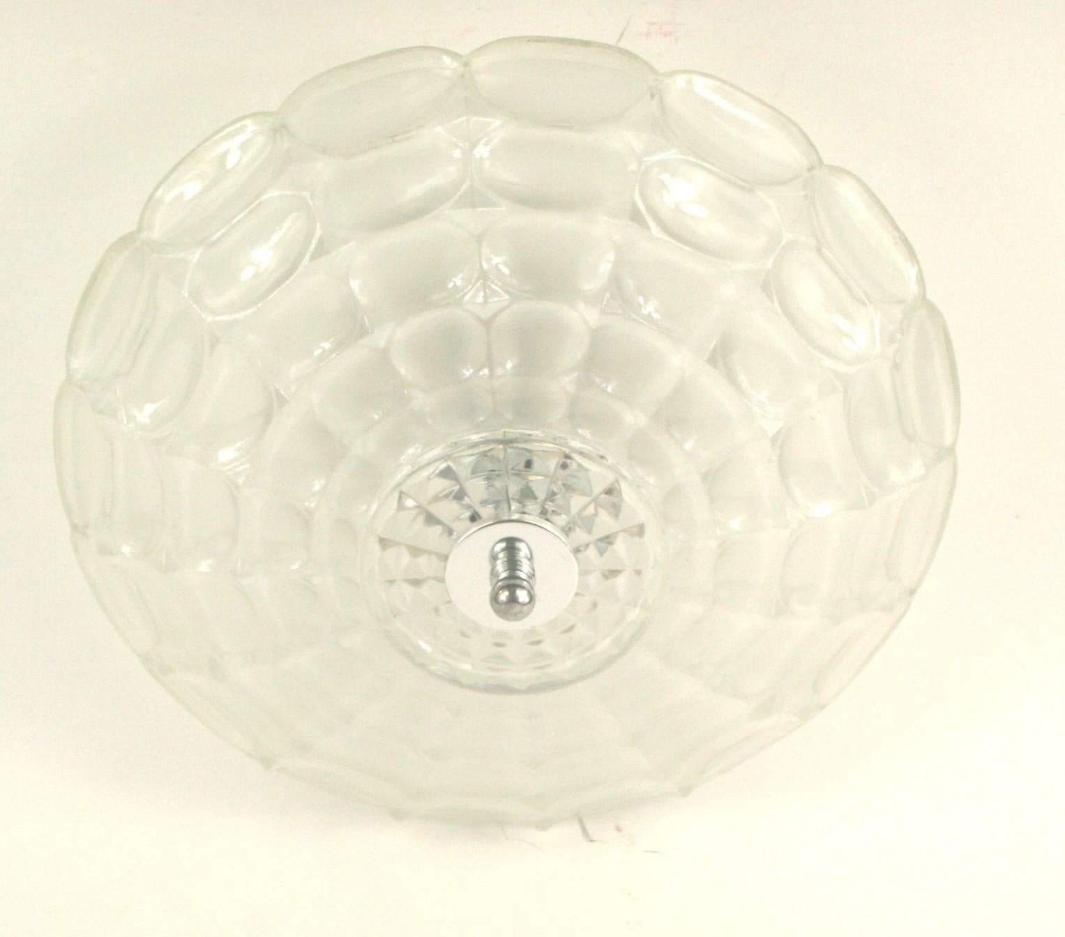 Mid-20th Century Deco Embossed Glass Semi Flushmount