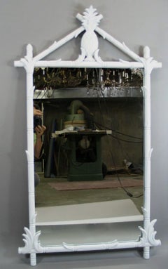 Hand-Carved Hardwood Faux Bamboo Mirror, Italian Design, 1940s Vintage