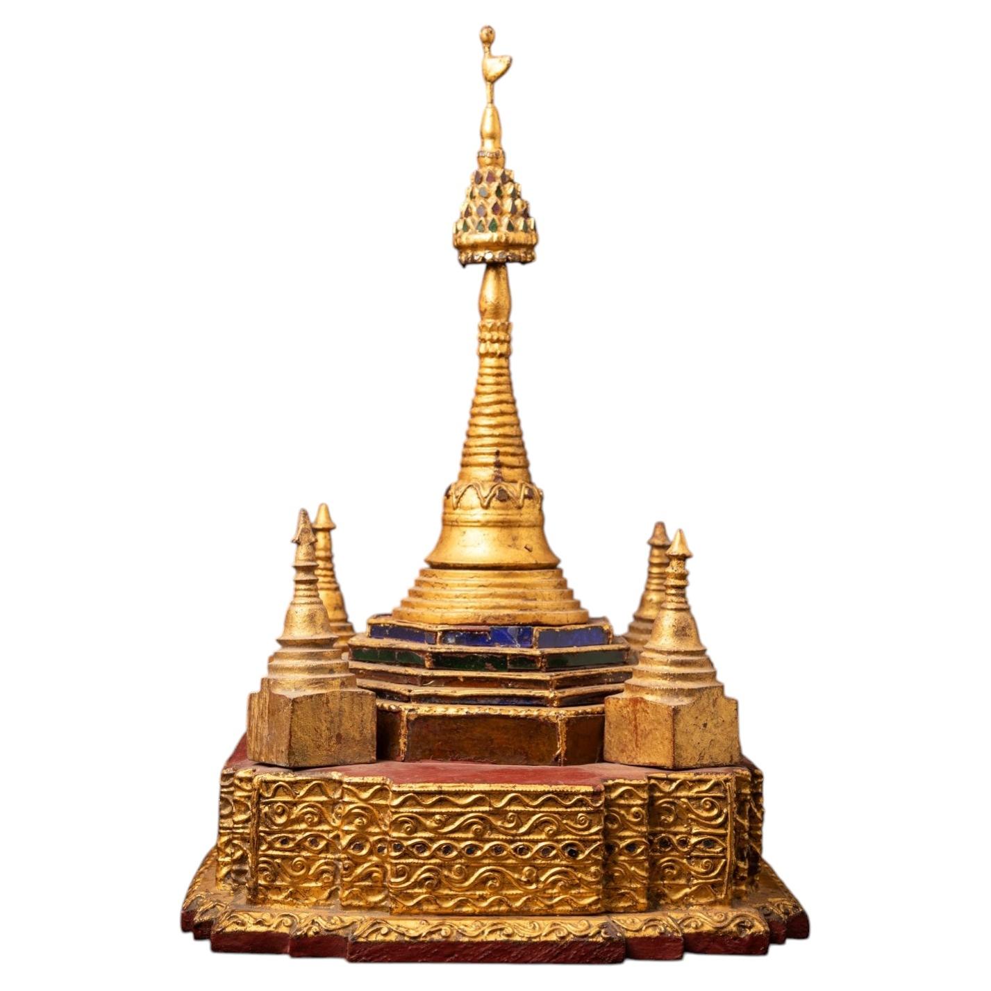 19th century Antique wooden Burmese Stupa from Burma For Sale