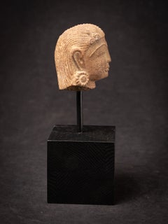 Antique Indian sandstone head of an Apsara from India