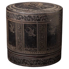 Antique Burmese lacquerware betelnut box from Burma