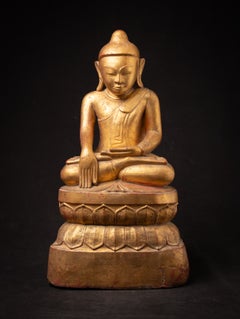 Ancienne statue de Bouddha birman en bois de Birmanie