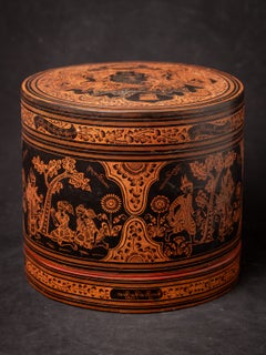 Boîte à noix de bétel birmane ancienne en laque, provenant de Birmanie