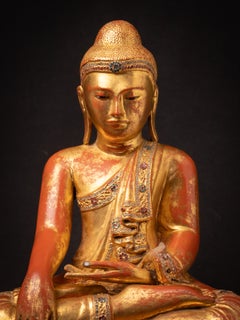 Beautiful antique wooden Burmese Mandalay Buddha from Burma