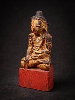 Antique wooden Burmese Buddha statue from Myanmar
