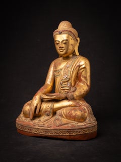 Antiker buddhistischer Mandalay-Buddha aus Holz aus Myanmar