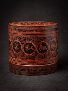 Antique Burmese lacquerware betelnut box from Myanmar