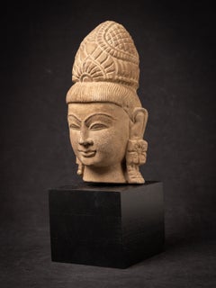 Antique sandstone head of Vishnu from India