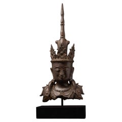 Old bronze Burmese Buddha head from Myanmar