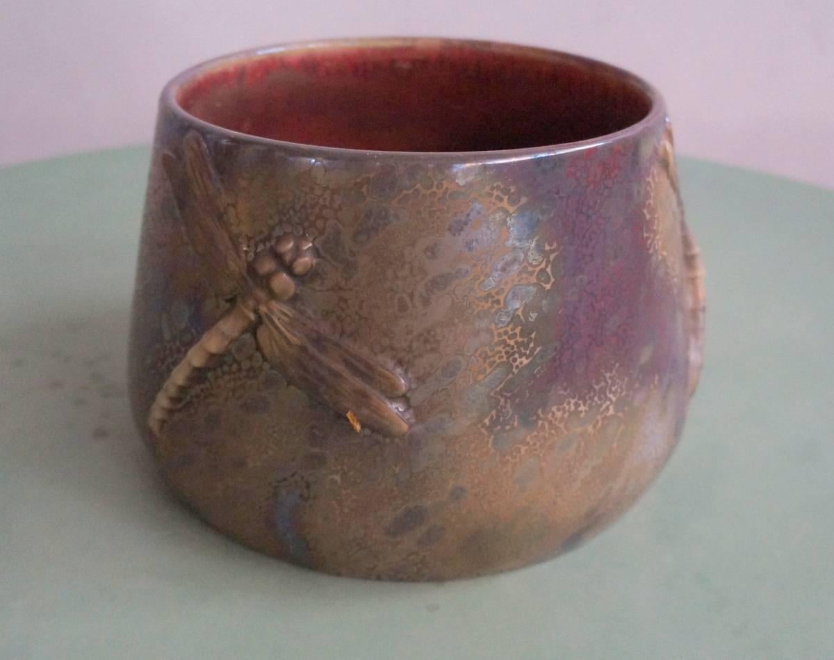 French Dragonfly Bowl by Keller Guérin Luneville