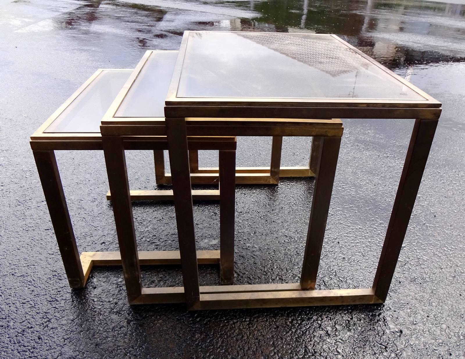 20th Century Nesting Brass Tables For Sale