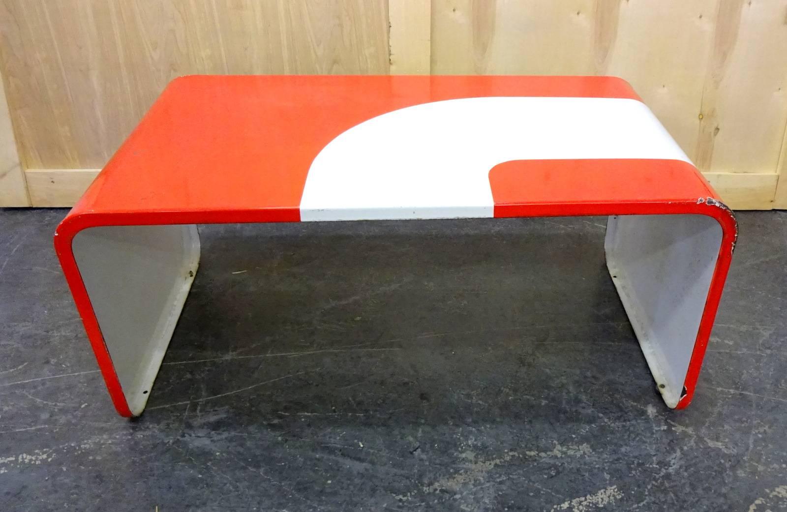 French Jacques Tissinier Enameled Metal Coffee Table For Sale