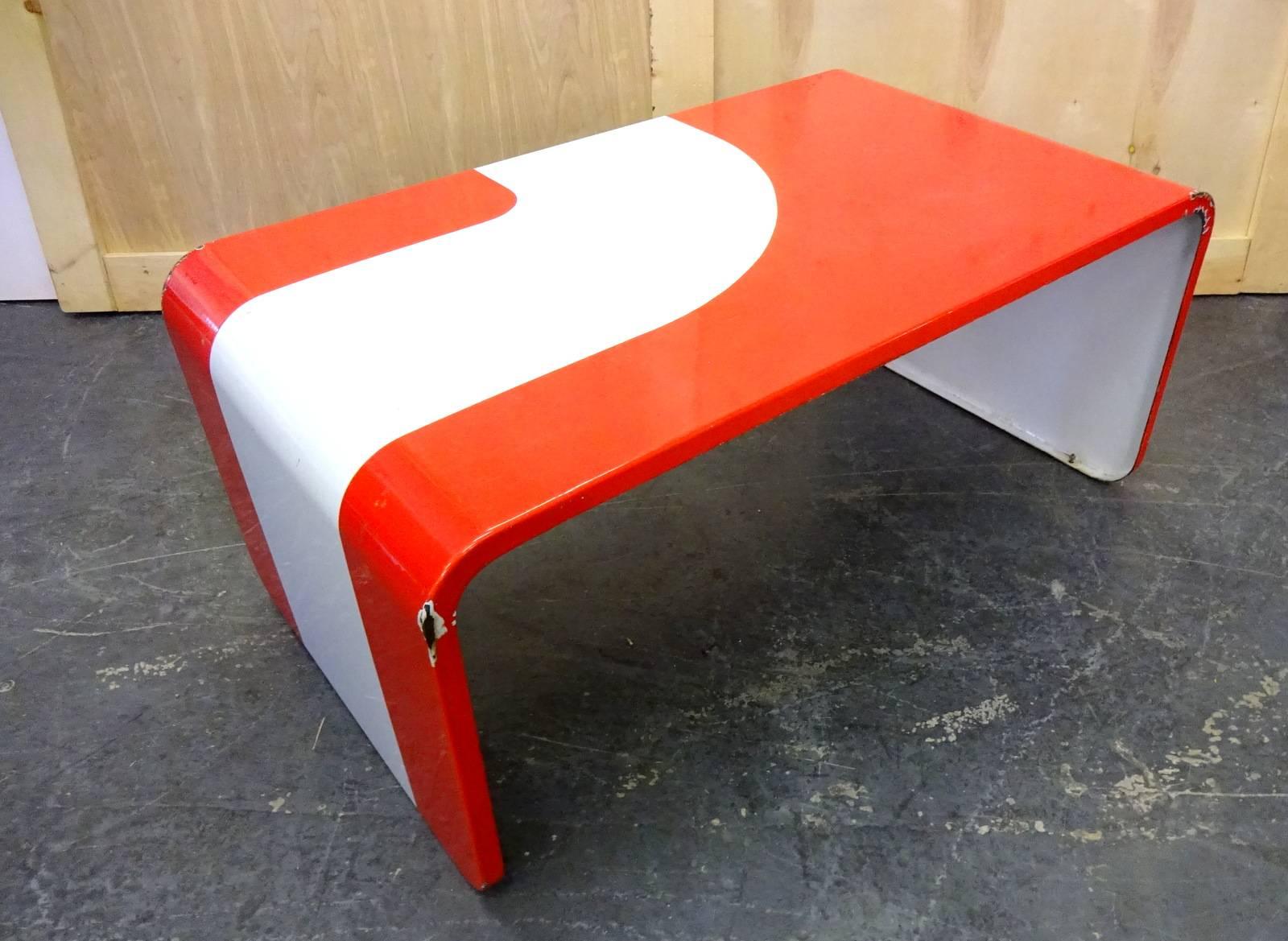 Futurist Jacques Tissinier Enameled Metal Coffee Table For Sale