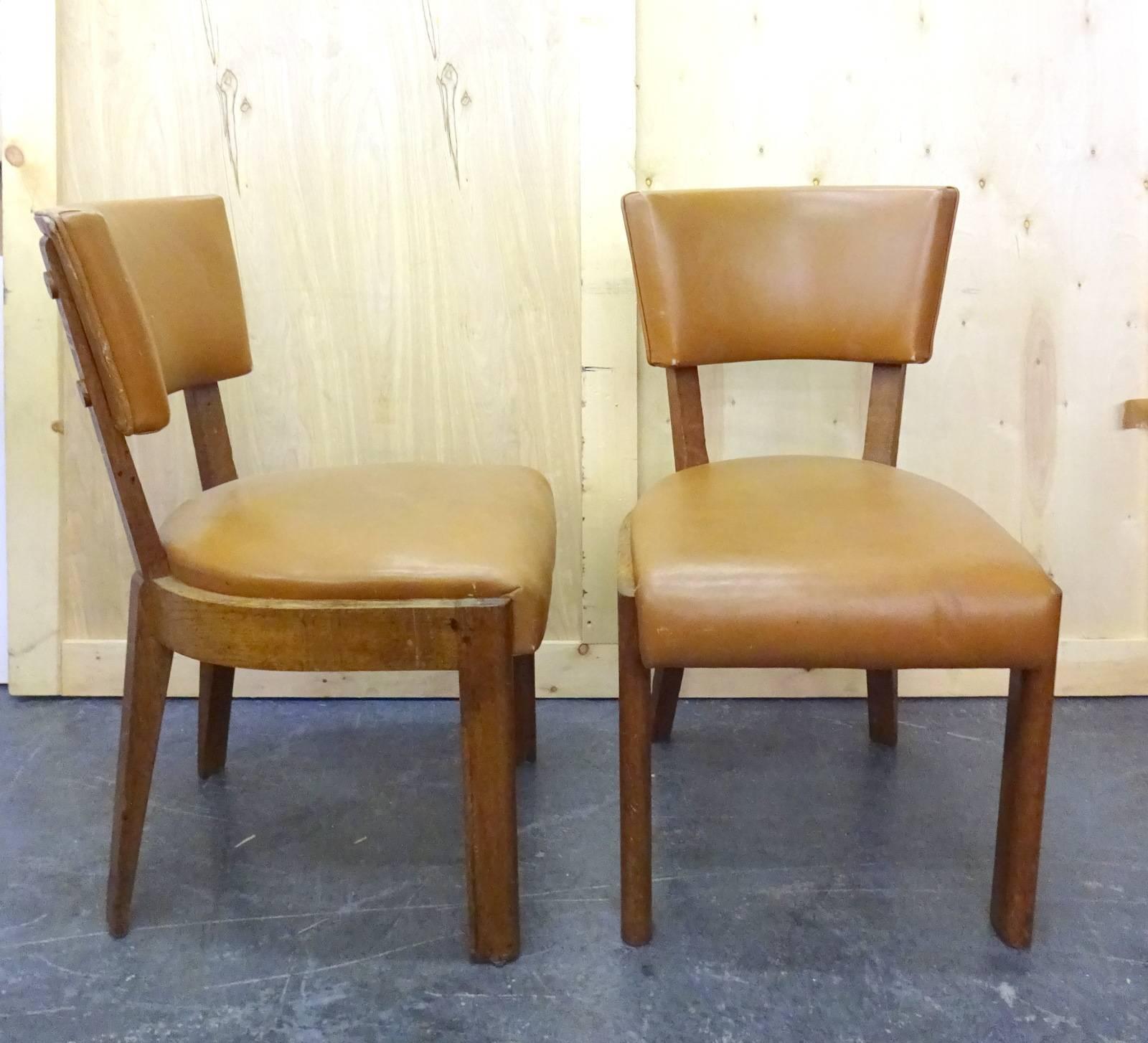 20th Century Set of Six Dudouyt Leather Dining Chairs