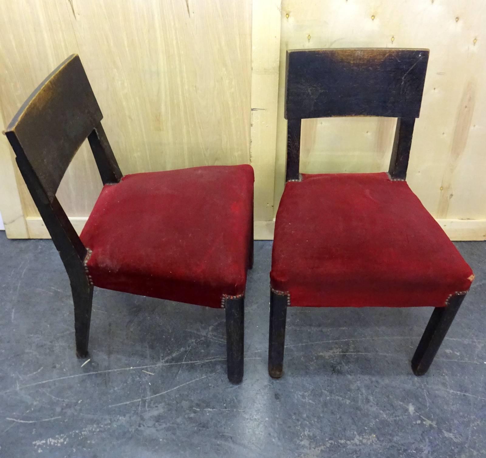 Set of Four Blackened Oak Chairs by Charles Dudouyt In Good Condition In Brooklyn, NY