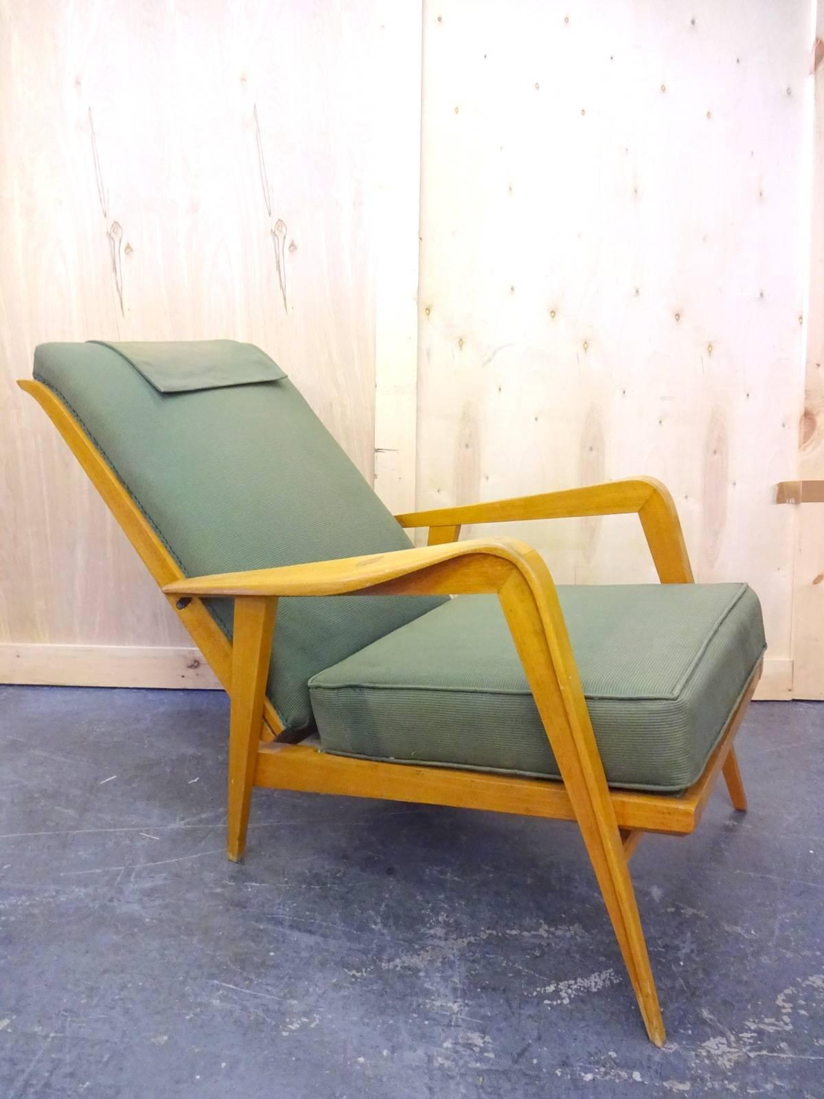 Mid-Century Modern Pair of Reclining Armchairs by Etienne Henri Martin For Sale