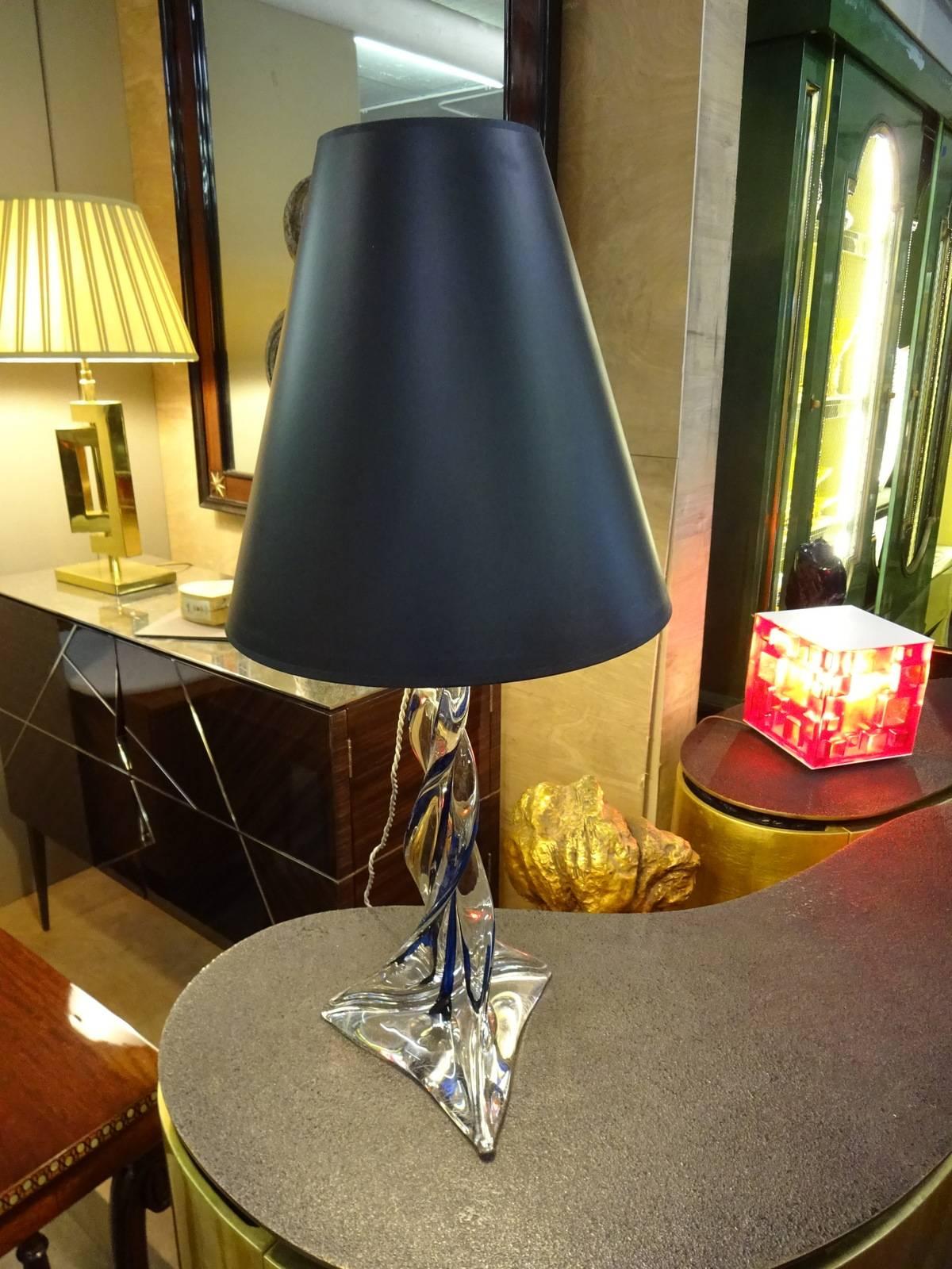 Twisted Crystal Table Lamp  In Good Condition For Sale In Brooklyn, NY