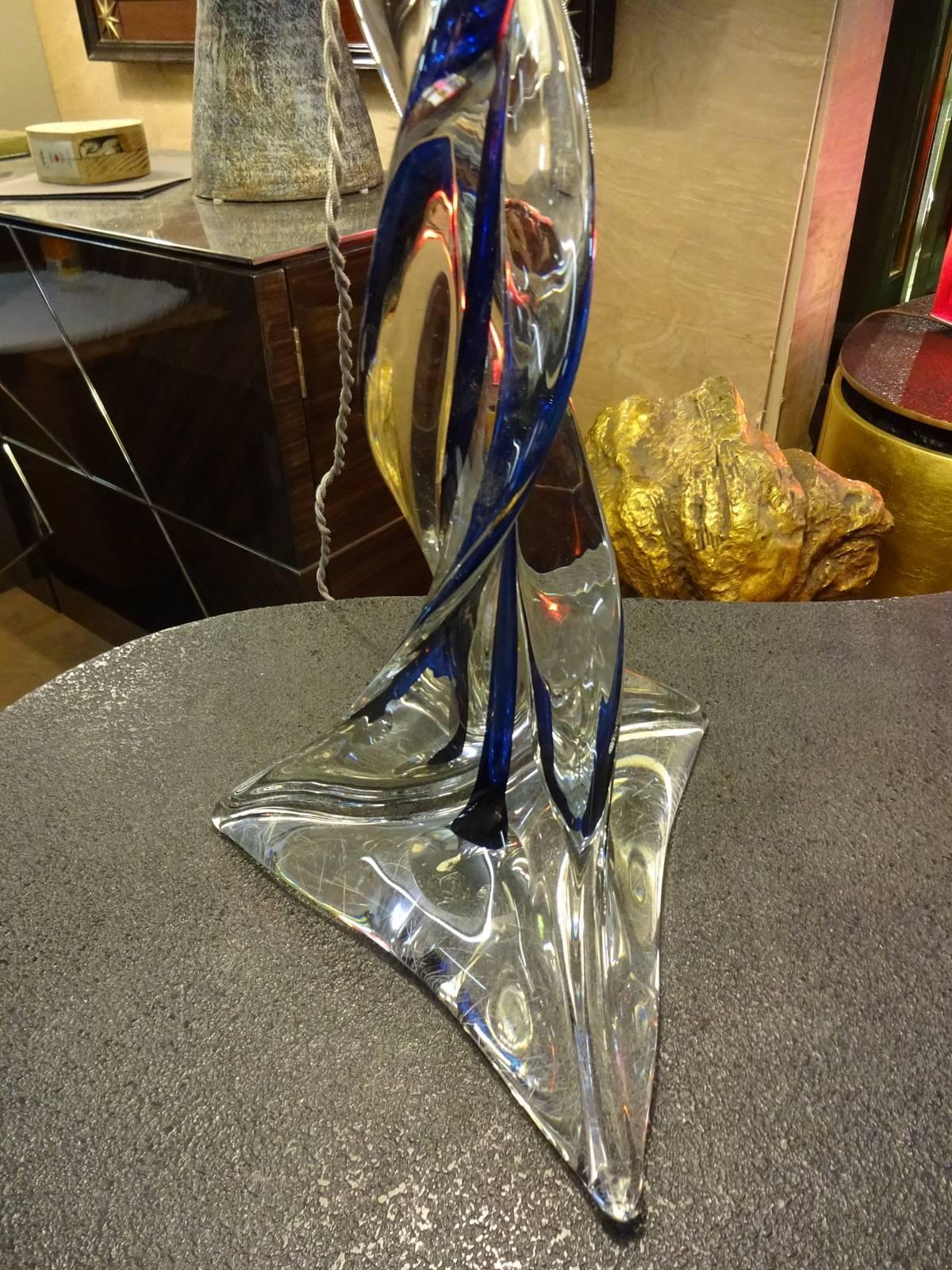 Neoclassical Twisted Crystal Table Lamp For Sale