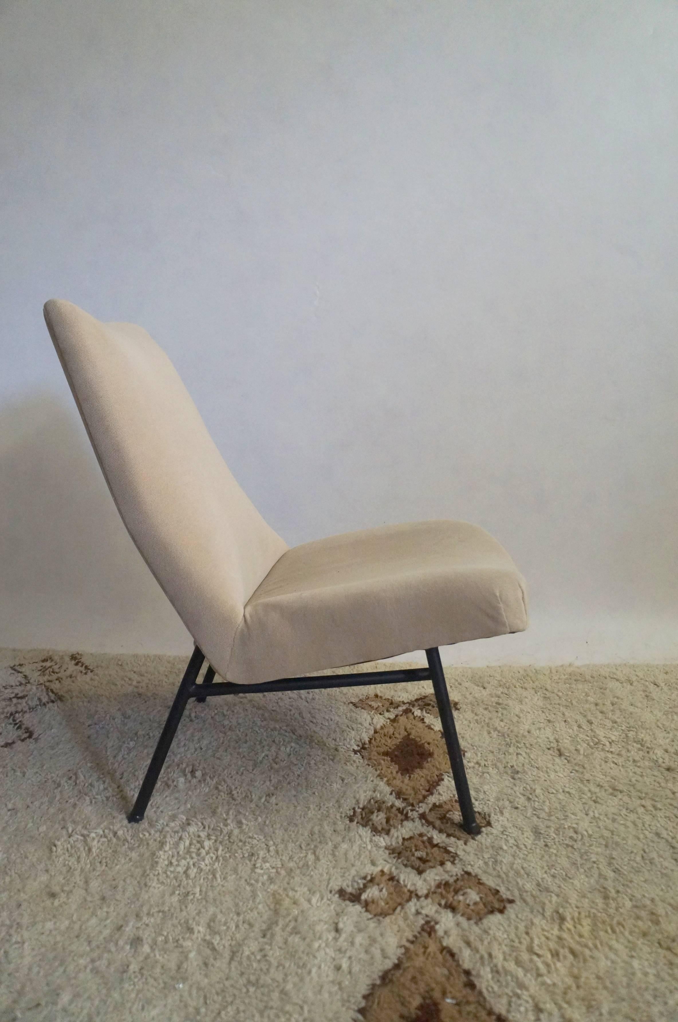 Pair of Pierre Guariche Armchairs with Matching Stool In Good Condition In Brooklyn, NY