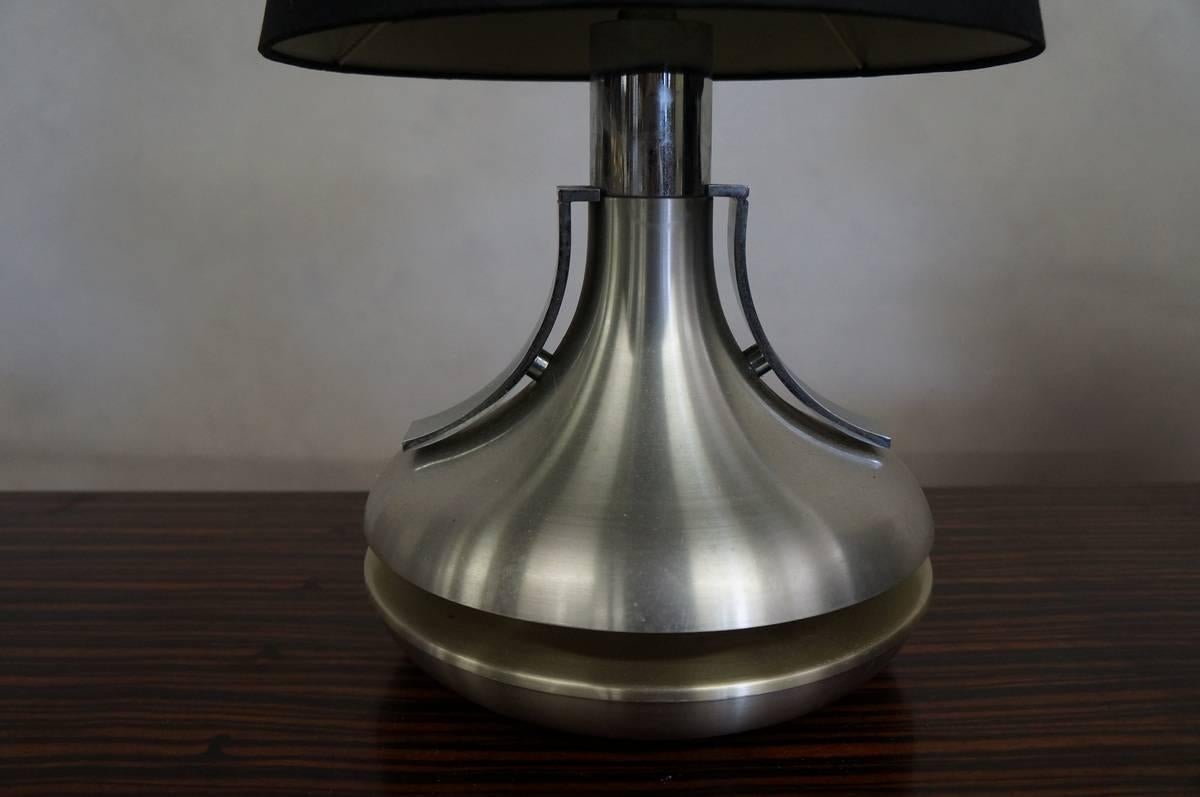Brushed Pair of 1970s Table Lamps For Sale