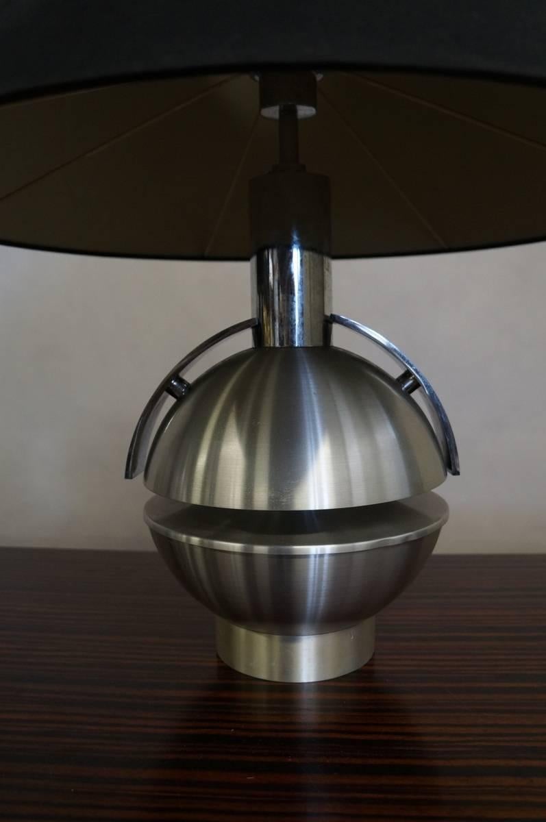 Pareja de lámparas de mesa de los años 70 Cepillado en venta