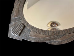 Specchio ovale in ferro battuto in stile Art Déco francese, anni ’30