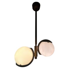 Lustre Art déco de Jacques Adnet, laiton massif, France, vers 1930