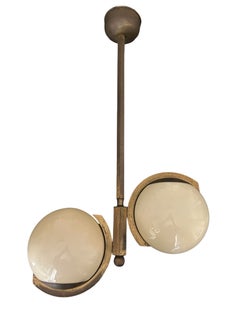 Lustre Art déco de Jacques Adnet, laiton massif, France, vers 1930